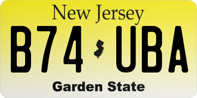 NJ license plate B74UBA