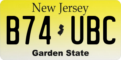 NJ license plate B74UBC