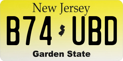 NJ license plate B74UBD