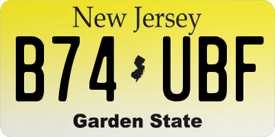 NJ license plate B74UBF