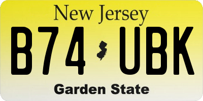 NJ license plate B74UBK