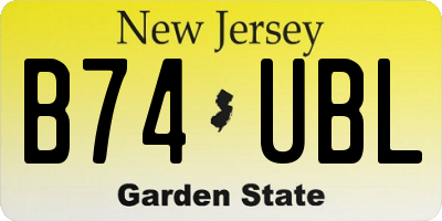 NJ license plate B74UBL