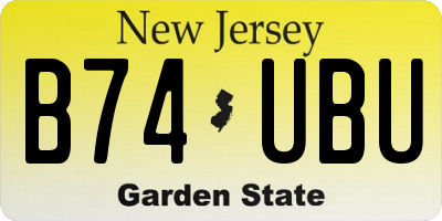 NJ license plate B74UBU