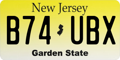 NJ license plate B74UBX