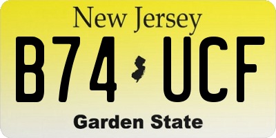NJ license plate B74UCF