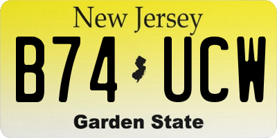 NJ license plate B74UCW