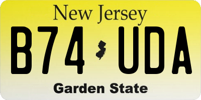 NJ license plate B74UDA