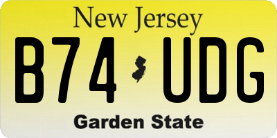 NJ license plate B74UDG