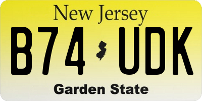 NJ license plate B74UDK