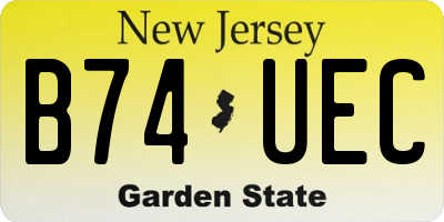 NJ license plate B74UEC