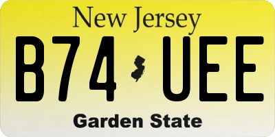 NJ license plate B74UEE
