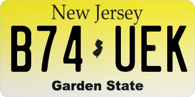 NJ license plate B74UEK