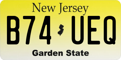 NJ license plate B74UEQ