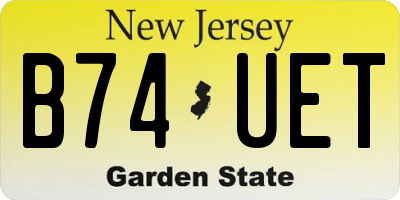 NJ license plate B74UET