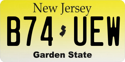 NJ license plate B74UEW