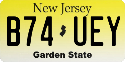 NJ license plate B74UEY