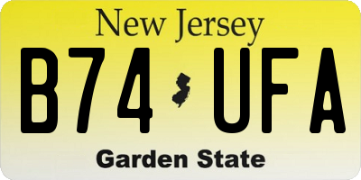 NJ license plate B74UFA