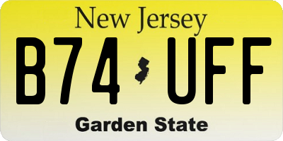 NJ license plate B74UFF