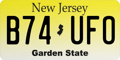 NJ license plate B74UFO