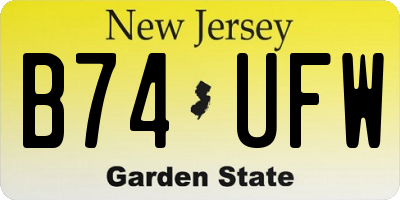 NJ license plate B74UFW