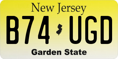 NJ license plate B74UGD