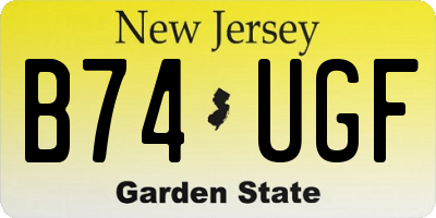 NJ license plate B74UGF