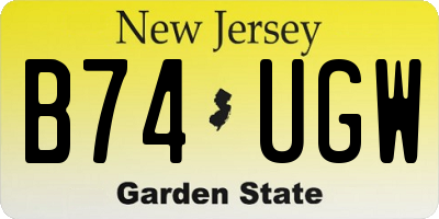 NJ license plate B74UGW