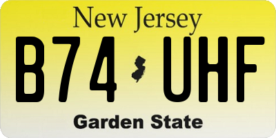 NJ license plate B74UHF