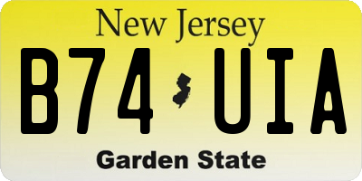 NJ license plate B74UIA