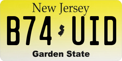 NJ license plate B74UID