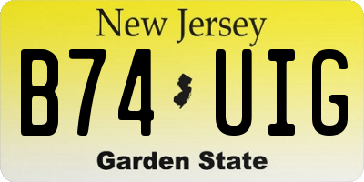 NJ license plate B74UIG
