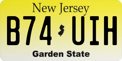 NJ license plate B74UIH