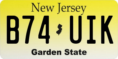NJ license plate B74UIK