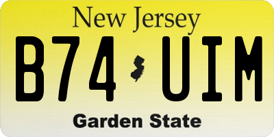 NJ license plate B74UIM