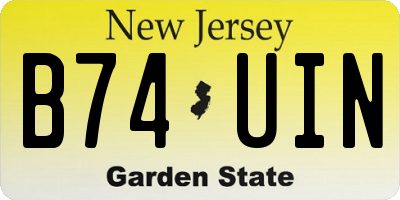 NJ license plate B74UIN