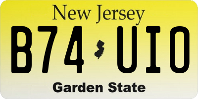 NJ license plate B74UIO