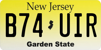 NJ license plate B74UIR