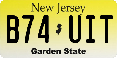 NJ license plate B74UIT