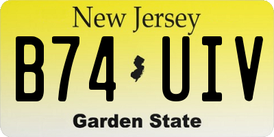 NJ license plate B74UIV