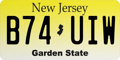 NJ license plate B74UIW