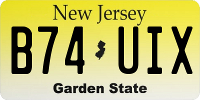 NJ license plate B74UIX