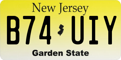 NJ license plate B74UIY
