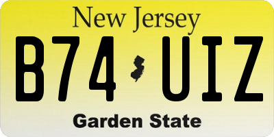 NJ license plate B74UIZ