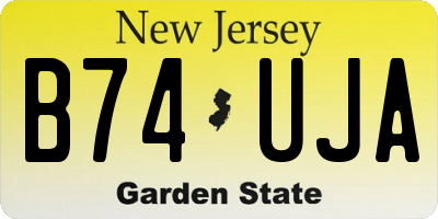 NJ license plate B74UJA