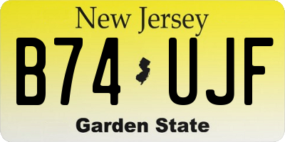 NJ license plate B74UJF