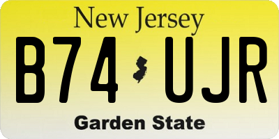 NJ license plate B74UJR