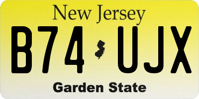 NJ license plate B74UJX