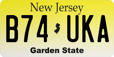 NJ license plate B74UKA