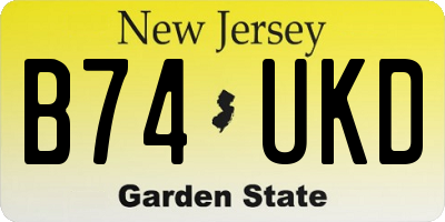 NJ license plate B74UKD