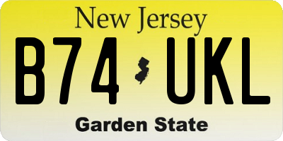 NJ license plate B74UKL